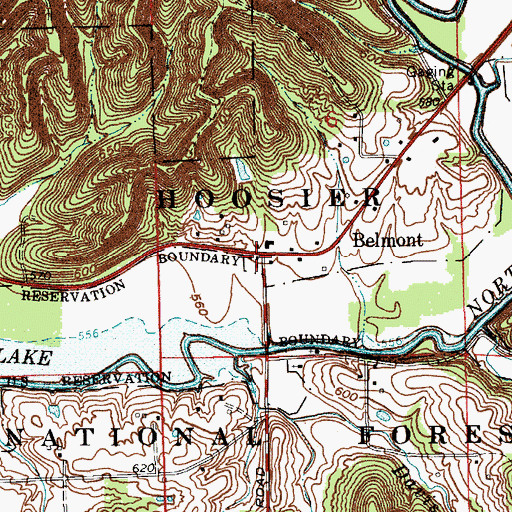 Topographic Map of Belmont, IN