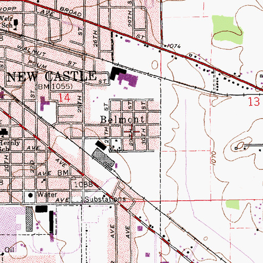 Topographic Map of Belmont, IN