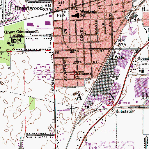 Topographic Map of Belmont Church, IN