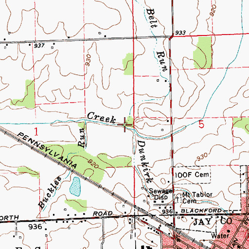 Topographic Map of Belt Run, IN