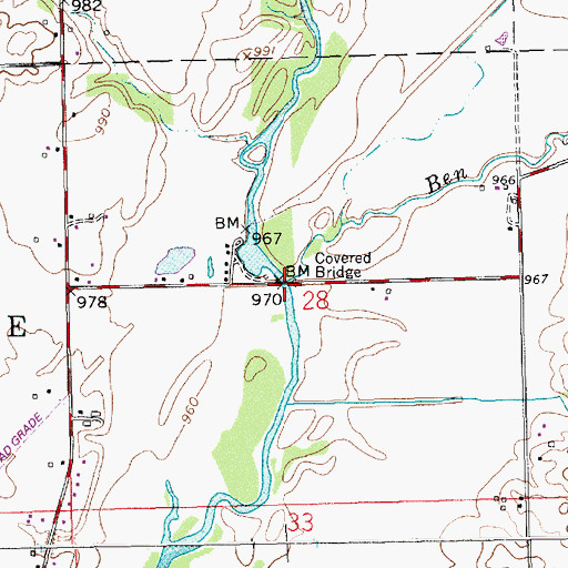 Topographic Map of Ben Davis Creek, IN