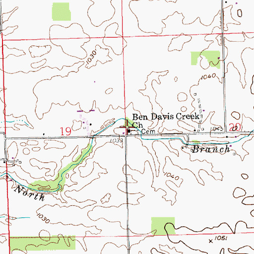 Topographic Map of Ben Davis Creek Church, IN