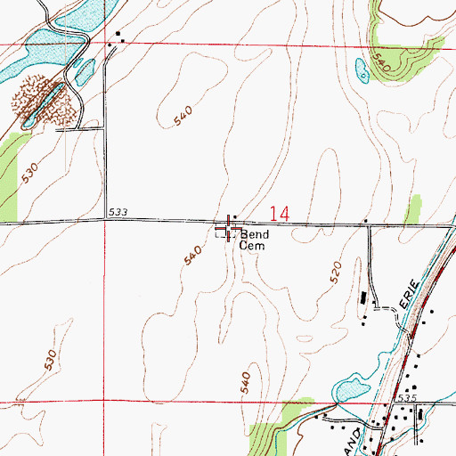 Topographic Map of Bend Cemetery, IN
