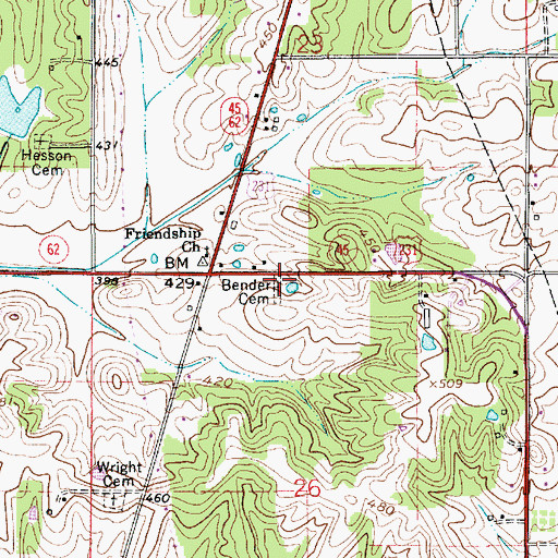 Topographic Map of Bender Cemetery, IN