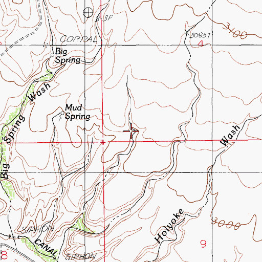 Topographic Map of East Spring, AZ