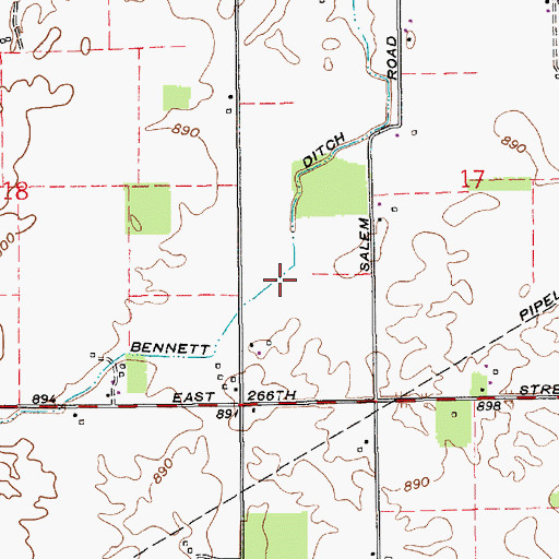 Topographic Map of Bennett Ditch, IN
