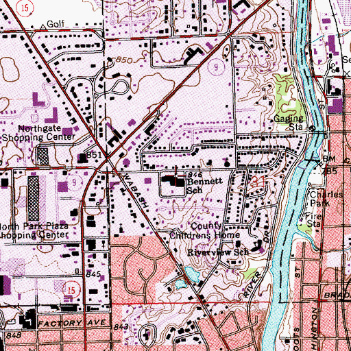 Topographic Map of Bennett School, IN