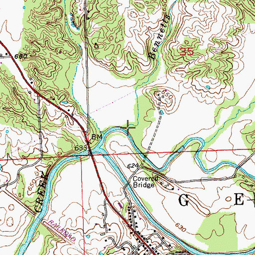 Topographic Map of Bennetts Branch, IN