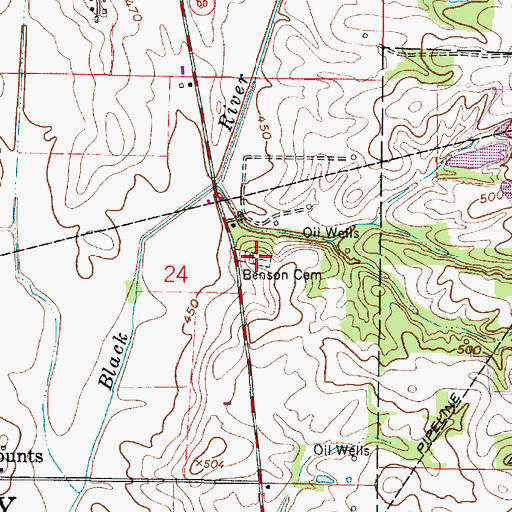 Topographic Map of Benson Cemetery, IN