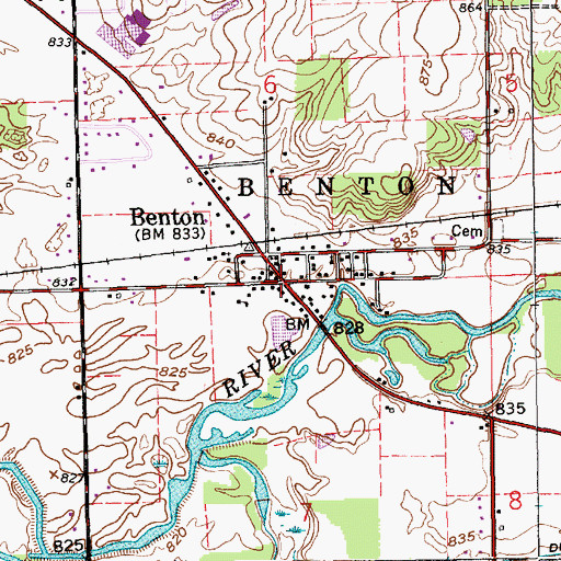 Topographic Map of Benton, IN