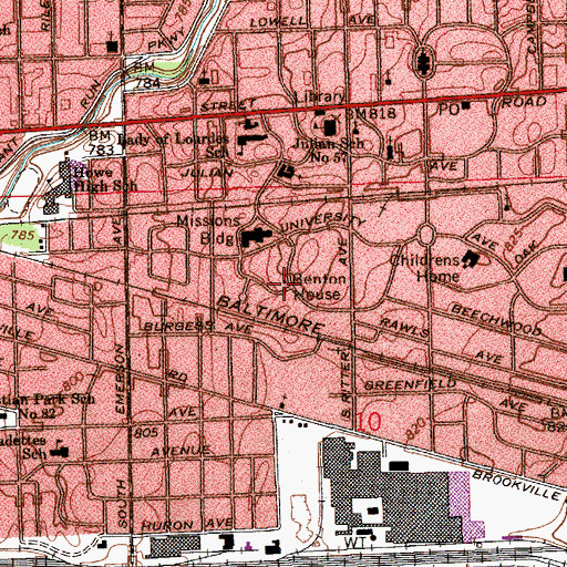 Topographic Map of Benton House, IN