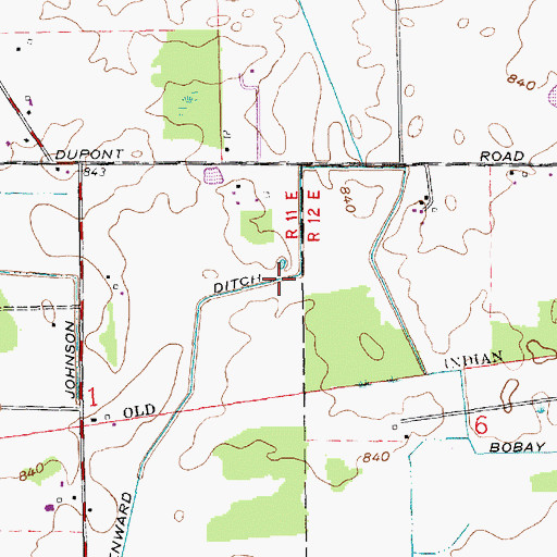 Topographic Map of Benward Ditch, IN