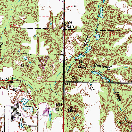 Topographic Map of Benwood Run, IN