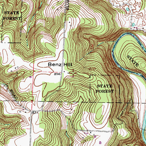 Topographic Map of Benz Hill, IN