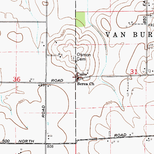Topographic Map of Berea Church, IN