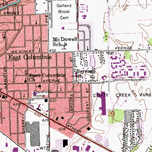 Topographic Map of Berea Church, IN