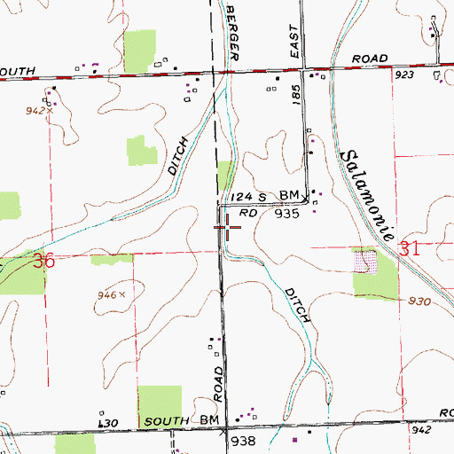 Topographic Map of Berger Ditch, IN