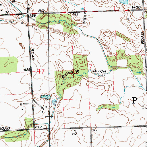 Topographic Map of Berger Ditch, IN