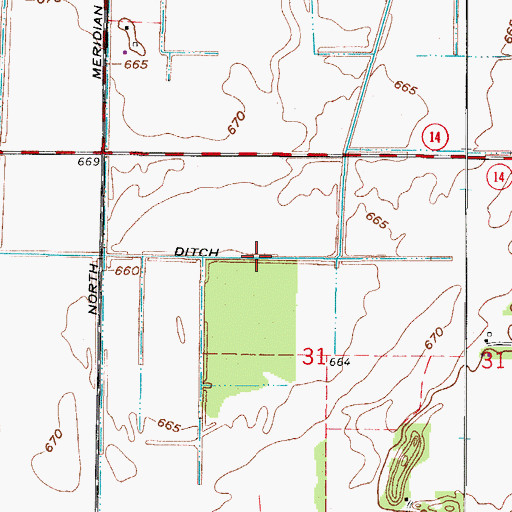 Topographic Map of Bergren Ditch, IN
