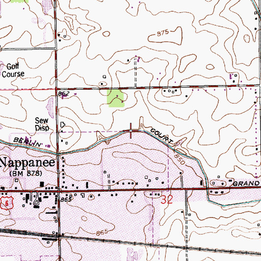 Topographic Map of Berlin Court Grand Ditch, IN