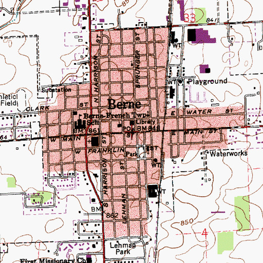 Topographic Map of Berne, IN
