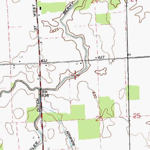 Topographic Map of Berry Ditch, IN