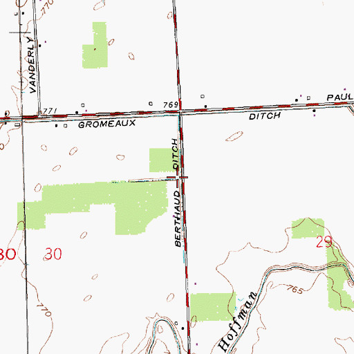 Topographic Map of Berthaud Ditch, IN