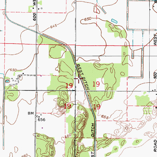 Topographic Map of Best Ditch, IN