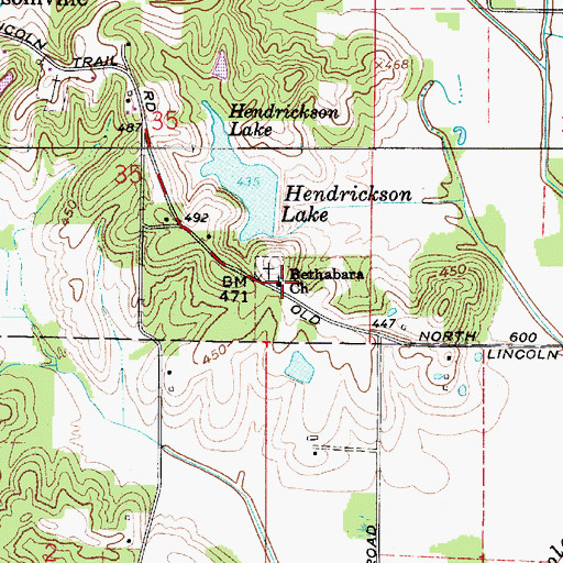 Topographic Map of Bethabara Church, IN