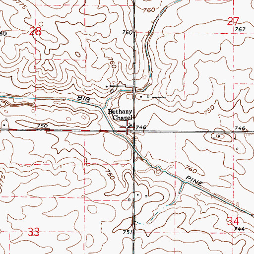 Topographic Map of Bethany Chapel, IN