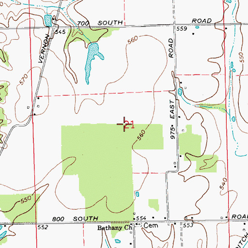 Topographic Map of Bethany Church, IN