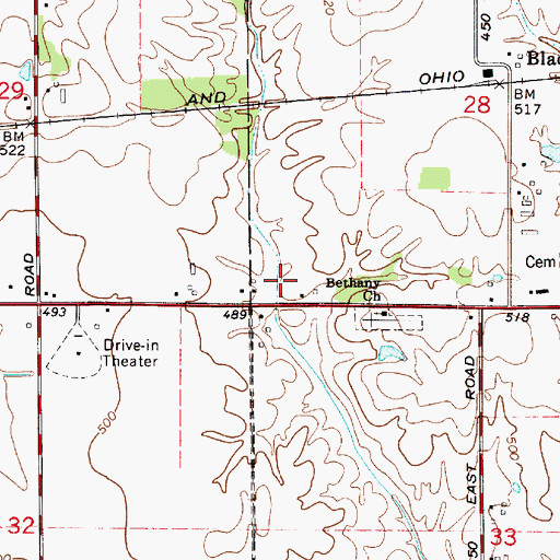 Topographic Map of Bethany Church, IN