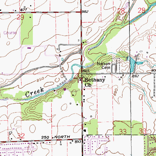 Topographic Map of Bethany Church, IN