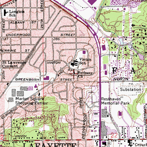 Topographic Map of Bethany Church, IN