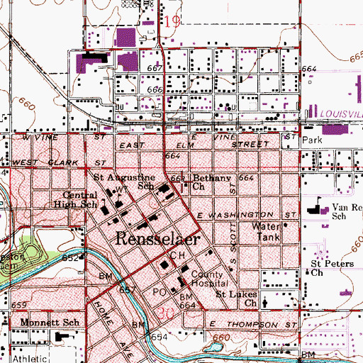Topographic Map of Bethany Church, IN
