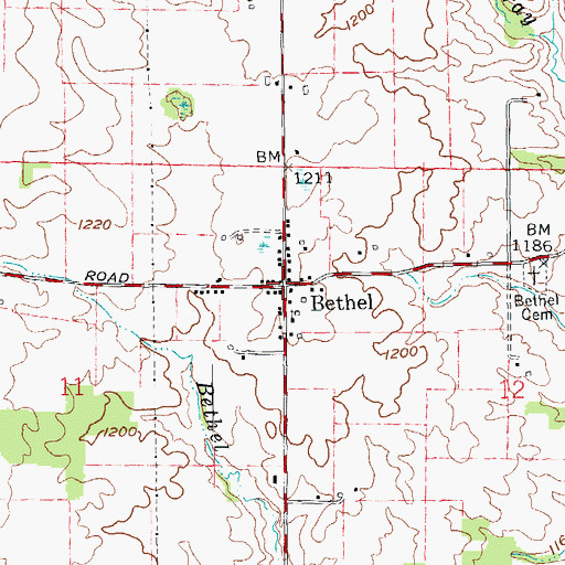 Topographic Map of Bethel, IN
