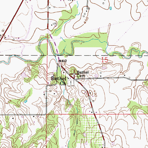 Topographic Map of Bethel Cemetery, IN