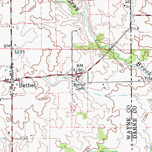 Topographic Map of Bethel Cemetery, IN