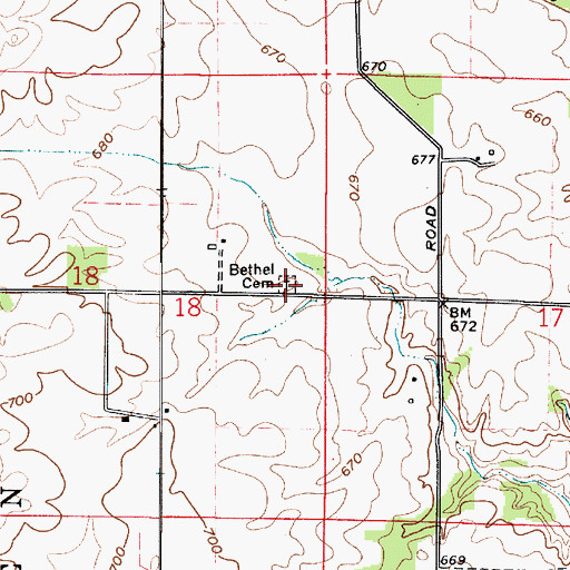 Topographic Map of Bethel Cemetery, IN