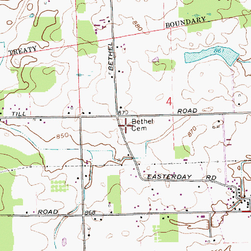 Topographic Map of Bethel Cemetery, IN