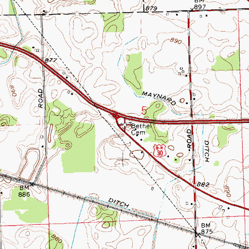 Topographic Map of Bethel Cemetery, IN