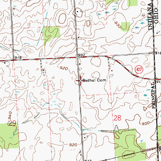 Topographic Map of Bethel Cemetery, IN