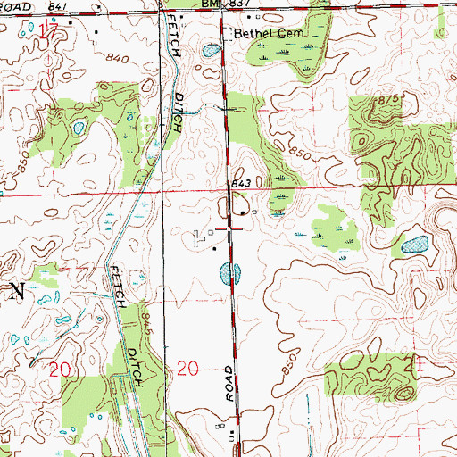 Topographic Map of Bethel Cemetery, IN