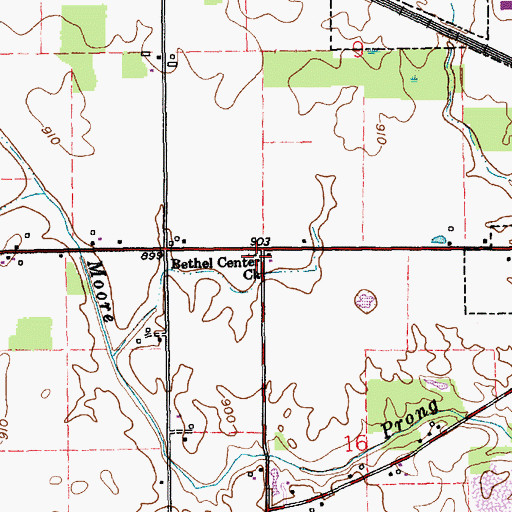 Topographic Map of Bethel Center Church, IN
