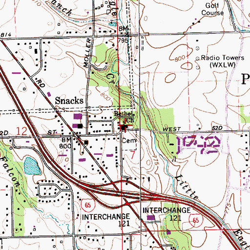 Topographic Map of Bethel United Methodist Church, IN