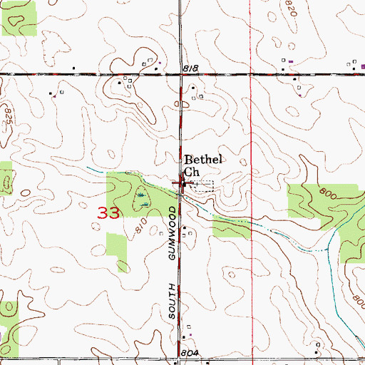 Topographic Map of Bethel Church, IN