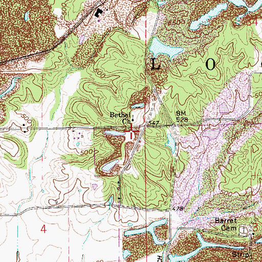 Topographic Map of Bethel Church, IN