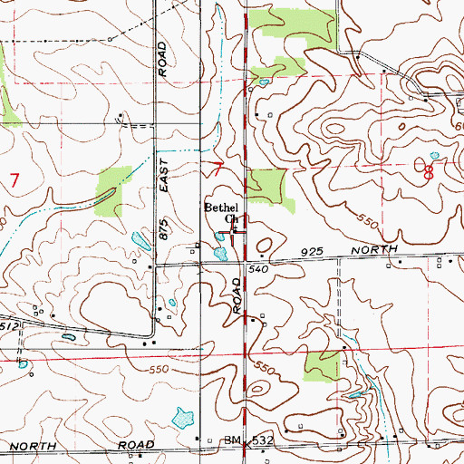 Topographic Map of Bethel Church, IN