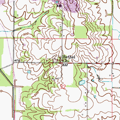 Topographic Map of Bethel Church, IN