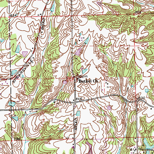 Topographic Map of Bethel Church, IN